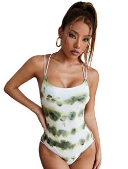 Women's Sleeveless Scoop Neck Strappy Backless Bodysuit