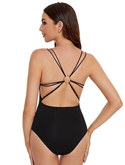 Women's Sleeveless Scoop Neck Strappy Backless Bodysuit