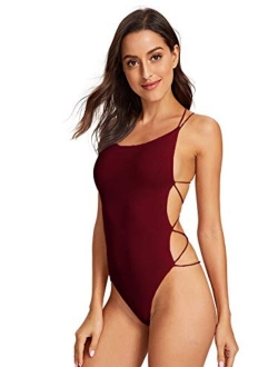 Women's Sleeveless Scoop Neck Strappy Backless Bodysuit