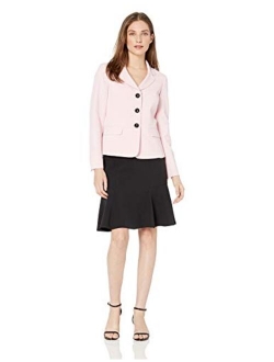 Women's 3 Button Crepe Skirt Suit