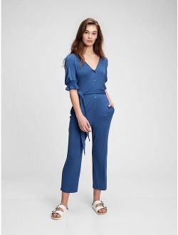 Button-Front Relaxed Fit Jumpsuit