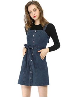 Women's Classic Adjustable Strap A-Line Overall Denim Dress