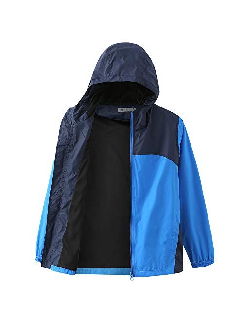 Boys Waterproof Rain Jacket, Lightweight Active Hooded Raincoat 6-14