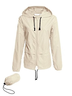 Avoogue Raincoat Women Lightweight Waterproof Rain Jackets Packable Outdoor Hooded Windbreaker