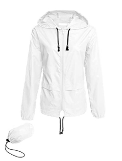 Avoogue Raincoat Women Lightweight Waterproof Rain Jackets Packable Outdoor Hooded Windbreaker