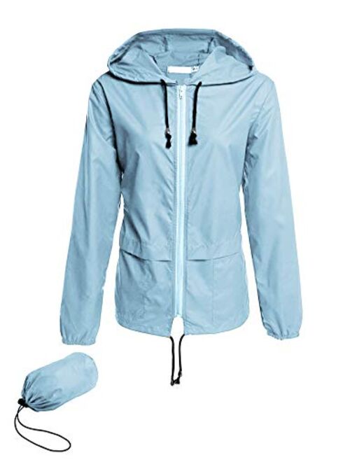 Avoogue Raincoat Women Lightweight Waterproof Rain Jackets Packable Outdoor Hooded Windbreaker