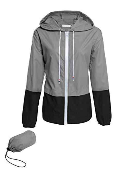 Avoogue Raincoat Women Lightweight Waterproof Rain Jackets Packable Outdoor Hooded Windbreaker