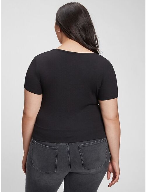 GAP Wrap-Front Short Sleeve Cropped T-Shirt