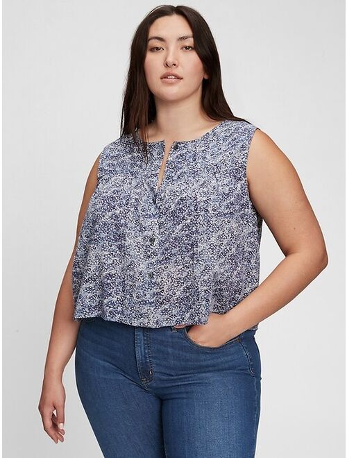 GAP Sleeveless Button-Front Printed Top