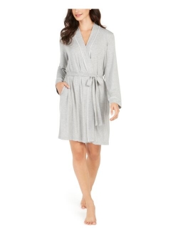 Women's Contrast Trim Short Robe, Created for Macy's