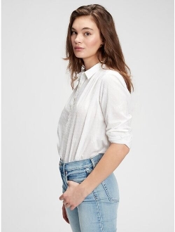 Pleated Popover Long Sleeve Top