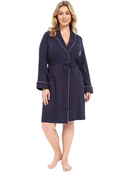 Plus Size Essentials Quilted Collar and Cuff Robe