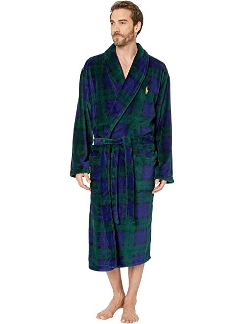 Polo Ralph Lauren Microfiber Plush Long Sleeve Shawl Collar Robe
