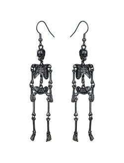 Szxc Women's Jointed Skeleton Dangle Long Earrings - 3-1/2 Inch - Ultra Light - Lead & Nickle Free - Halloween Costume Accessories