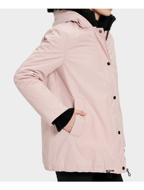 UGG Pink Crystal Bernice Faux Fur-Collar Parka - Women