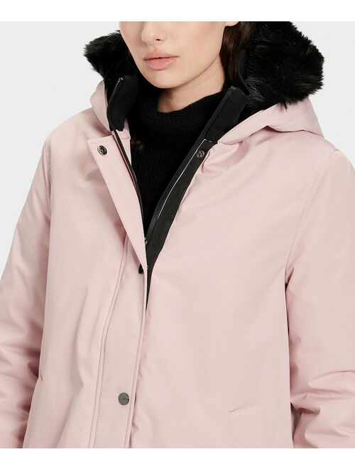 UGG Pink Crystal Bernice Faux Fur-Collar Parka - Women