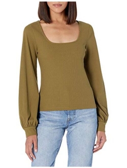 Women's @lucyswhims Square-Neck Balloon-Sleeve Top