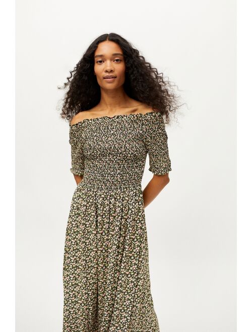 Dress Forum Smocked Off-The-Shoulder Midi Dress