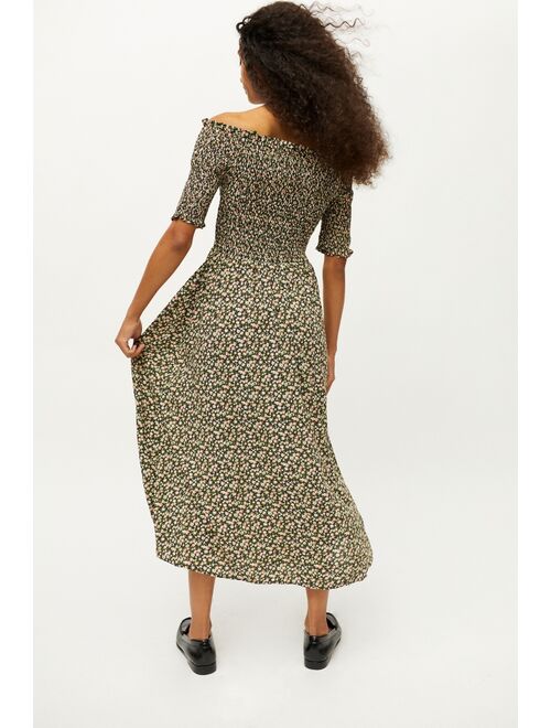 Dress Forum Smocked Off-The-Shoulder Midi Dress