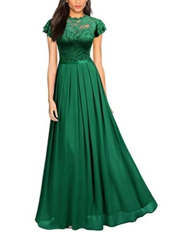 Women's Retro Ruffle Style Bridesmaid Maxi Dress