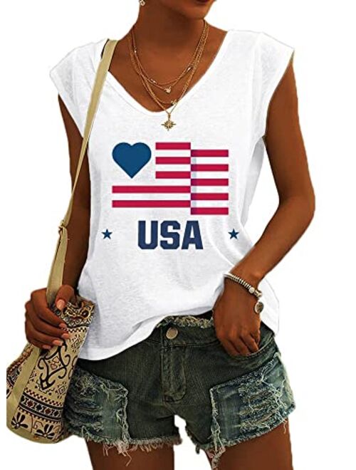 Langwyqu Womens Cap Sleeve T-Shirt Casual Loose Fit Basic Shirts Tank Tops