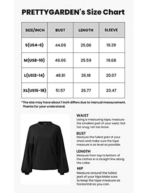 PRETTYGARDEN Women's Loose Drop Shoulder Lantern Sleeve Round Neck Fashion Pullover Sweater Tops