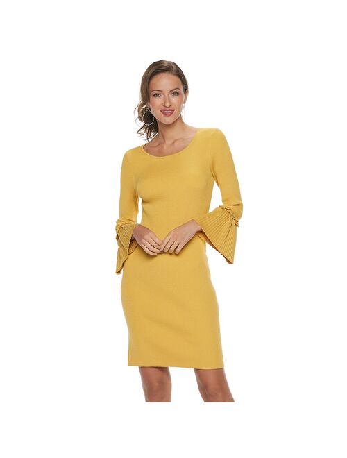 Women's Nina Leonard Bell Sleeve Ribbed Sweater Dress