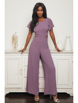 Toast to You White Flutter Sleeve Cutout Jumpsuit