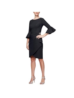 Slimming Short Dress with Bell Sleeves (Petite and Regular)