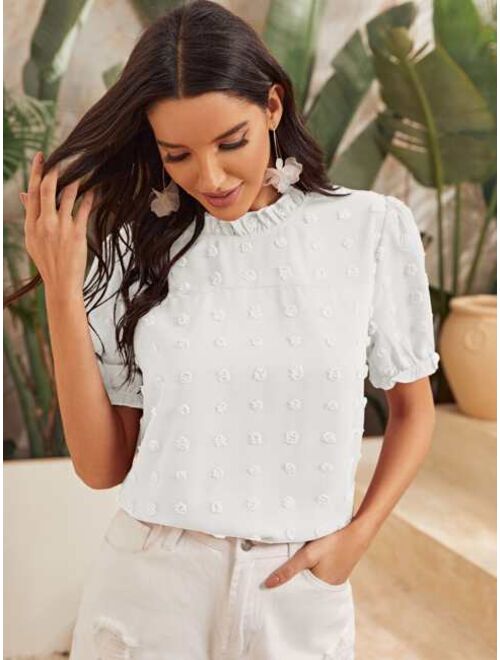 Shein Swiss Dot Frill Neck Blouse