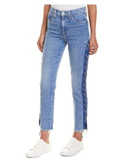 Women's Zoeey Hig Rise Lace Up Straight Crop Jean