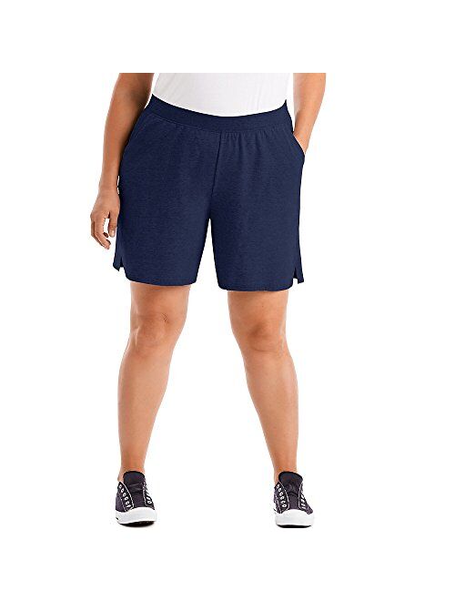 Just My Size Women's Plus Cotton Jersey Pull-on Shorts with pockets