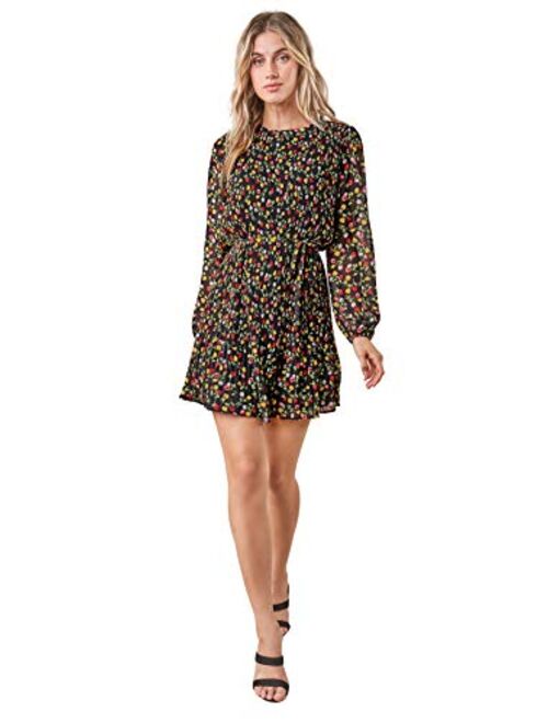 Sugar Lips Women's Spot Me Pleated Floral Shift Dress