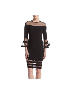 Women's Bell Sleeve Illusion Mesh Cocktail Dress