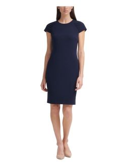 Ruched Cap-Sleeve Sheath Dress