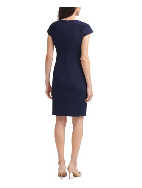 Calvin Klein Ruched Cap-Sleeve Sheath Dress