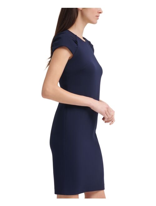 Calvin Klein Ruched Cap-Sleeve Sheath Dress