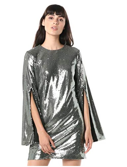 Dress the Population Women's Liza Longsleeve Cape Sleeve Short Sequin Dress