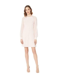 Women's A-line Dress with Illusion Cuff Sleeve