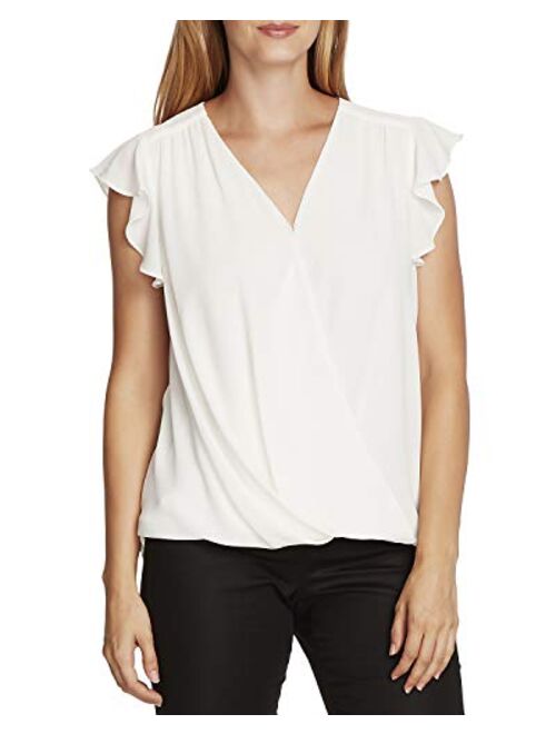 Vince Camuto Women's Flutter Sleeve Wrap Front Blouse