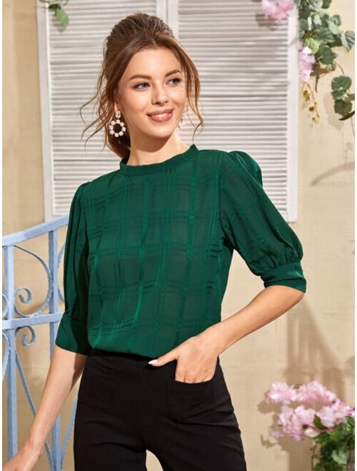 Shein Mock Neck Keyhole Back Blouse