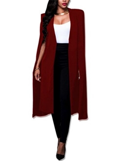 Women Casual Open Front Cape Cloak Trench Duster Coat Longline Cardigan Suit Coat