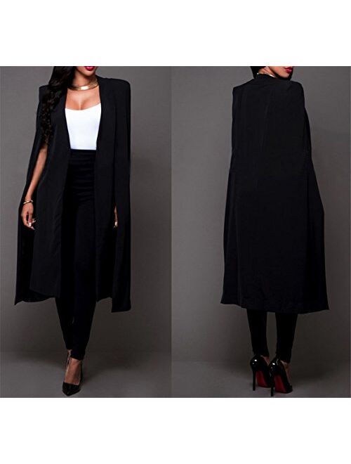 Women Casual Open Front Cape Cloak Trench Duster Coat Longline Cardigan Suit Coat