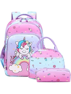 Meisohua Girls School Backpack Set Unicorn Backpack Lightweight Kids School Bookbag Girls Casual Daypack