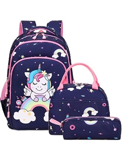 Meisohua Girls School Backpack Set Unicorn Backpack Lightweight Kids School Bookbag Girls Casual Daypack