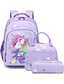 Meisohua Girls School Backpack Set Unicorn Backpack Lightweight Kids School Bookbag Girls Casual Daypack