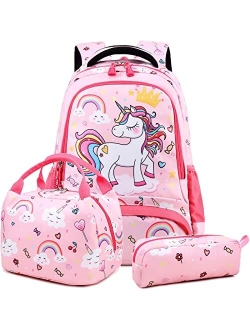 Meisohua Girls School Backpack Set Unicorn Backpack Lightweight Kids School Bookbag Girls Casual Daypack