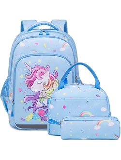 Meisohua Girls School Backpack Set Unicorn Backpack Lightweight Kids School Bookbag Girls Casual Daypack