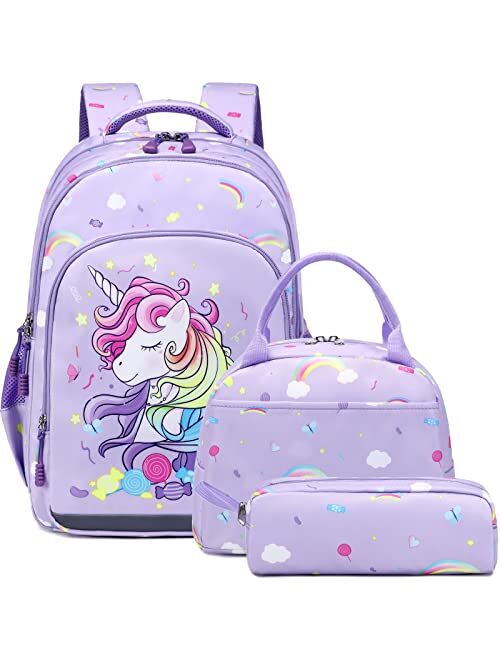 Meisohua Girls School Backpack Set Unicorn Backpack Lightweight Kids School Bookbag Girls Casual Daypack