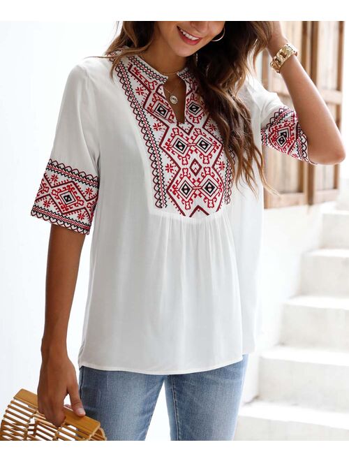 CELLABIE White Geometric Notch Neck Top - Women